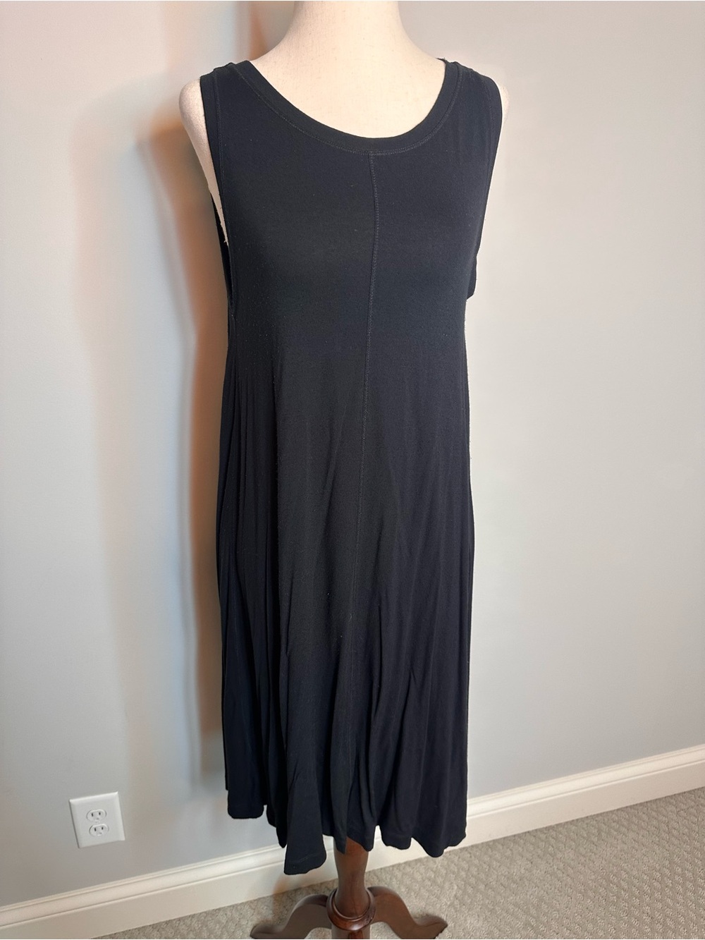 Sz S Ann Taylor LOFT black sleeveless sheath dress flowy high neck layering